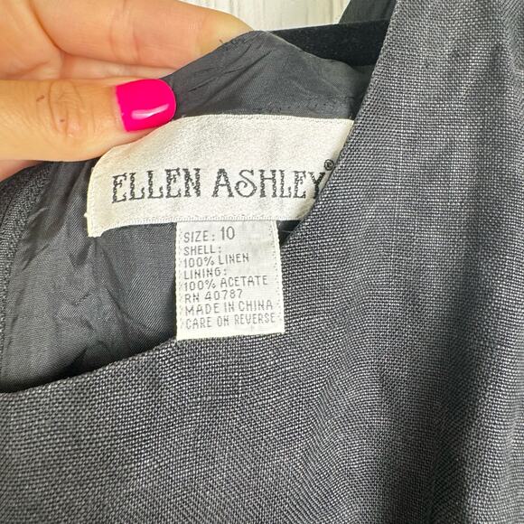 Ellen Ashley 100% Linen Black Dress Vintage Sheath Dress Size 10 Minimalist - Picture 4 of 5